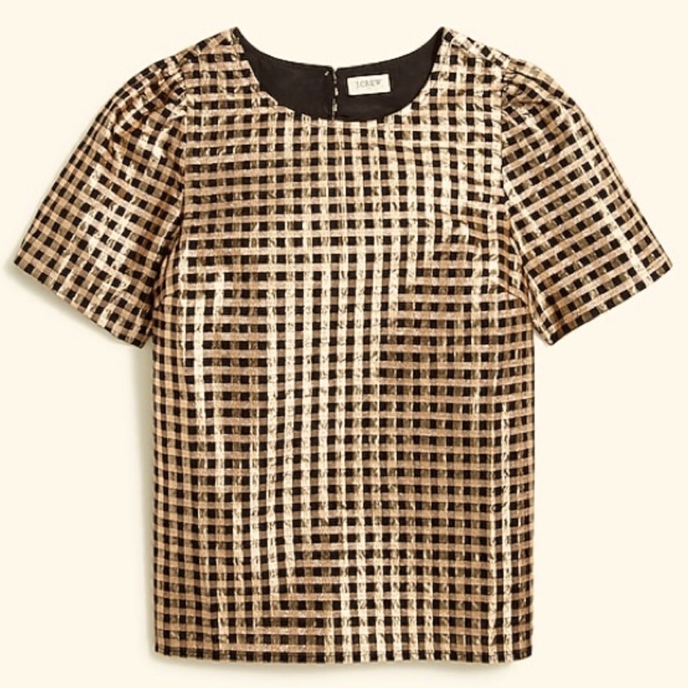 J Crew Gold Puff Sleeve Blouse